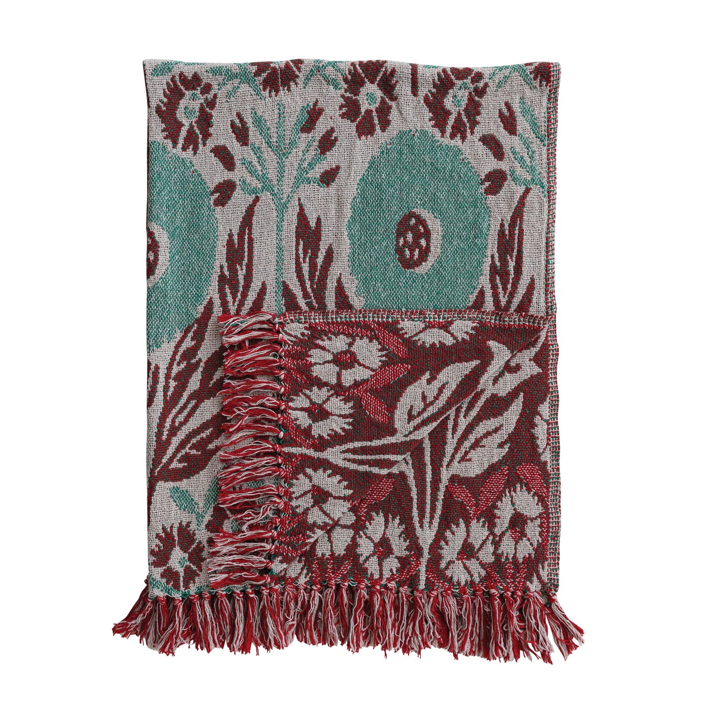 Cotton Jacquard Throw | Green & Berry