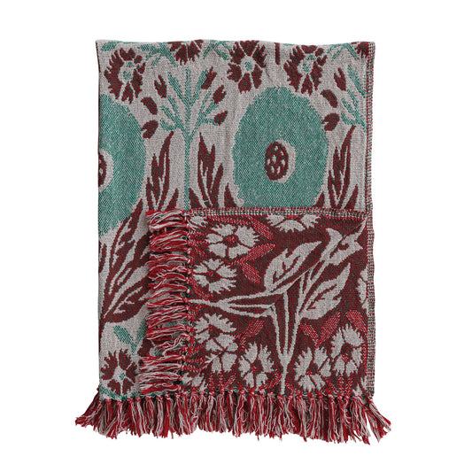Cotton Jacquard Throw | Green & Berry