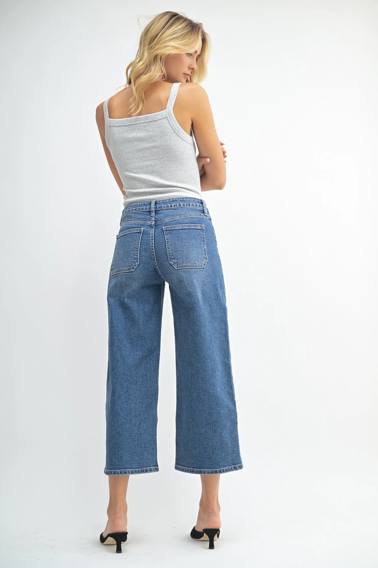 Wide Leg Front Seam Denim | Medium Wash