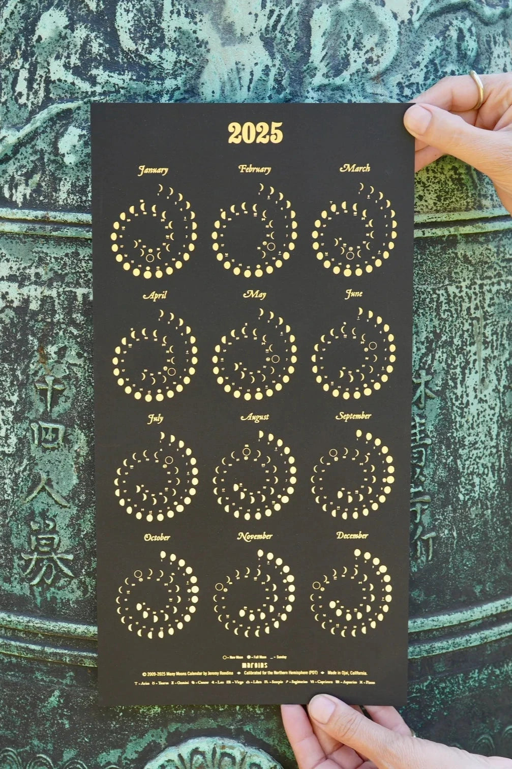 Many Moons 2025 Calendar | Gold Foil on Black