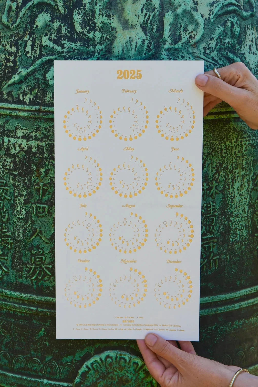 Many Moons 2025 Calendar | Gold Foil on Pearl White