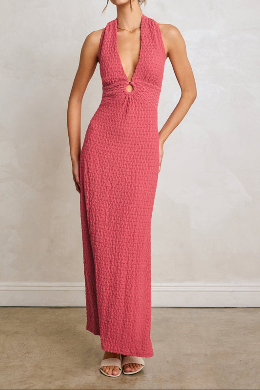 Raspberry Spritz Halter Dress
