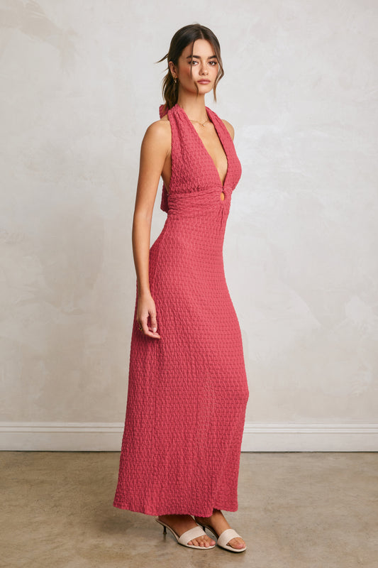Raspberry Spritz Halter Dress