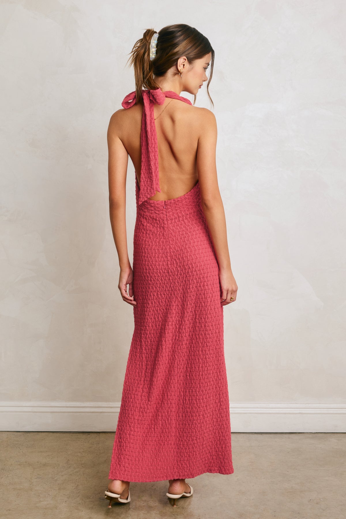 Raspberry Spritz Halter Dress