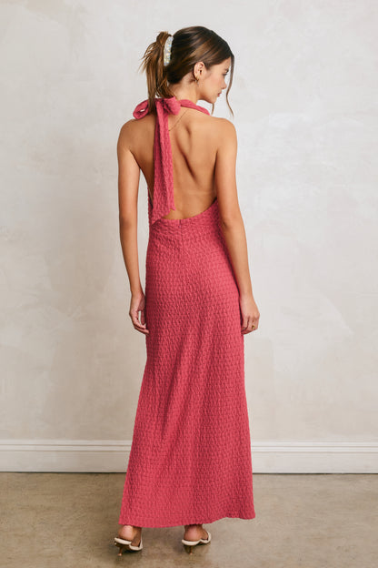 Raspberry Spritz Halter Dress