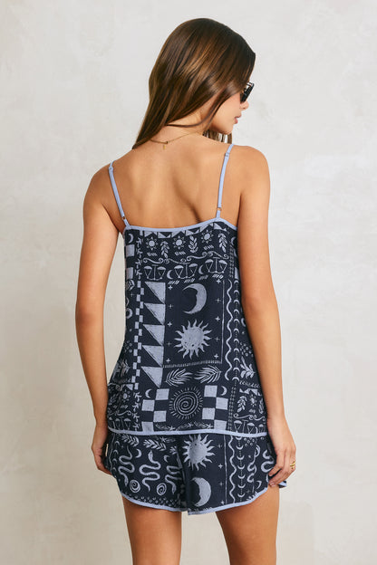 Zodiac Collage Shorts | Denim Blue
