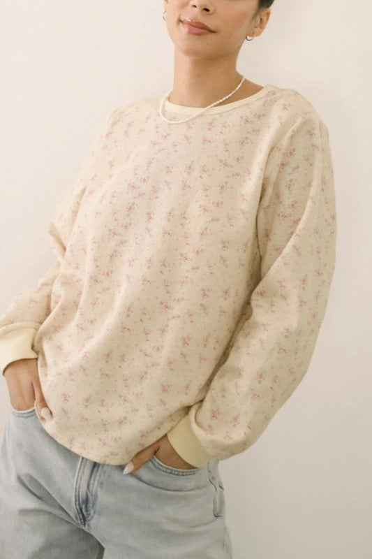 Floral Waffle Knit LS Tee