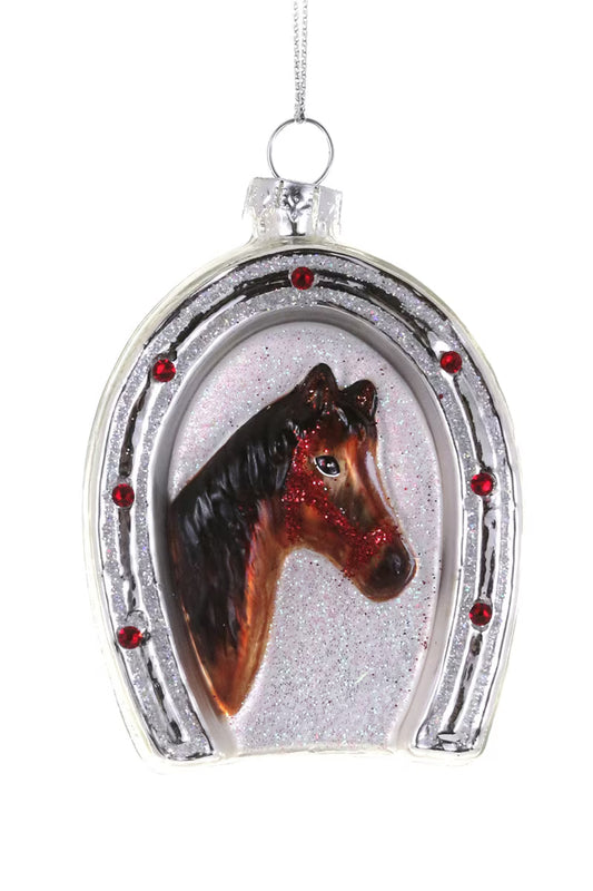 Horse in a Horseshoe Ornament