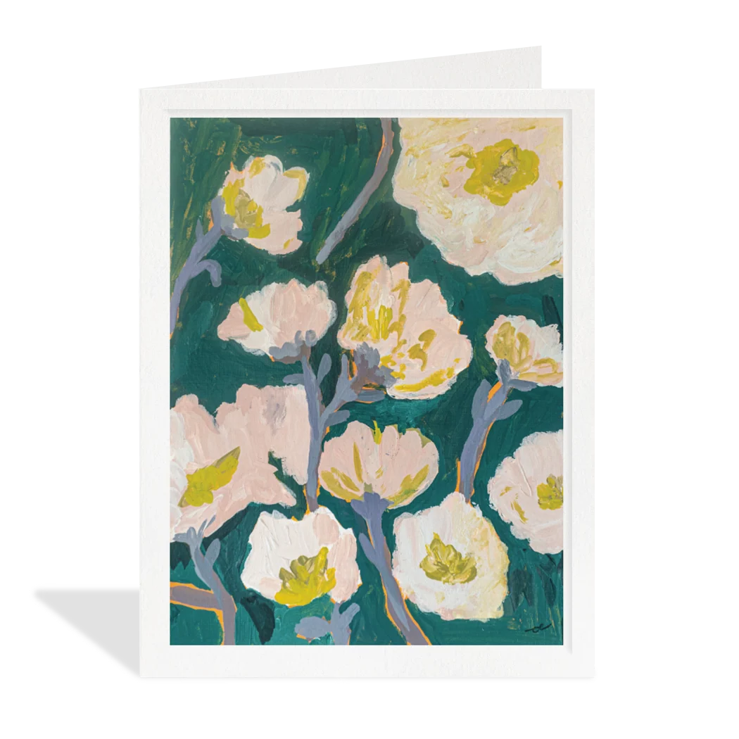 White Blossoms Blank Card