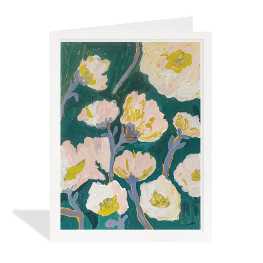 White Blossoms Blank Card