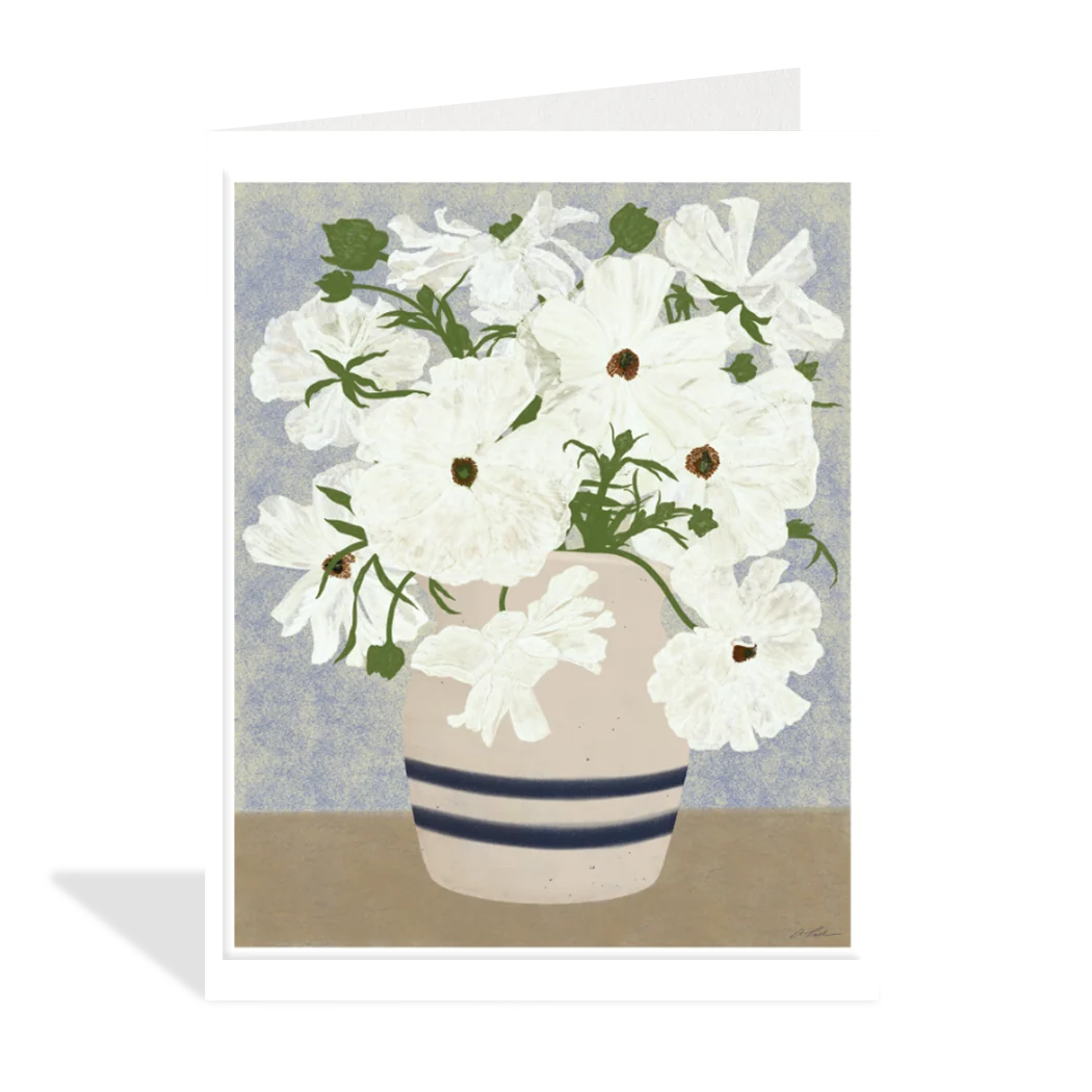 White Florets Blank Card