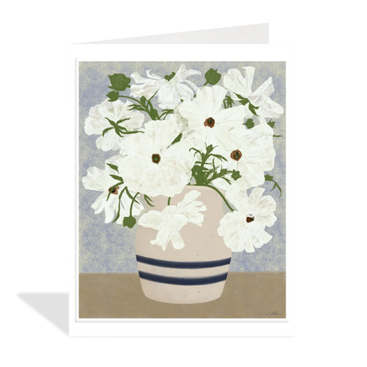 White Florets Blank Card