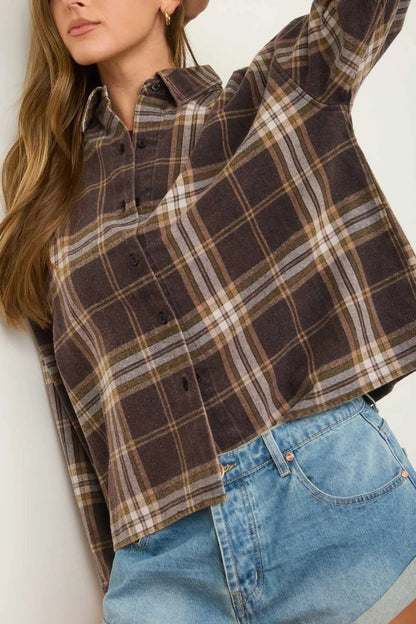 Boxy Plaid Button Up | Washed Black