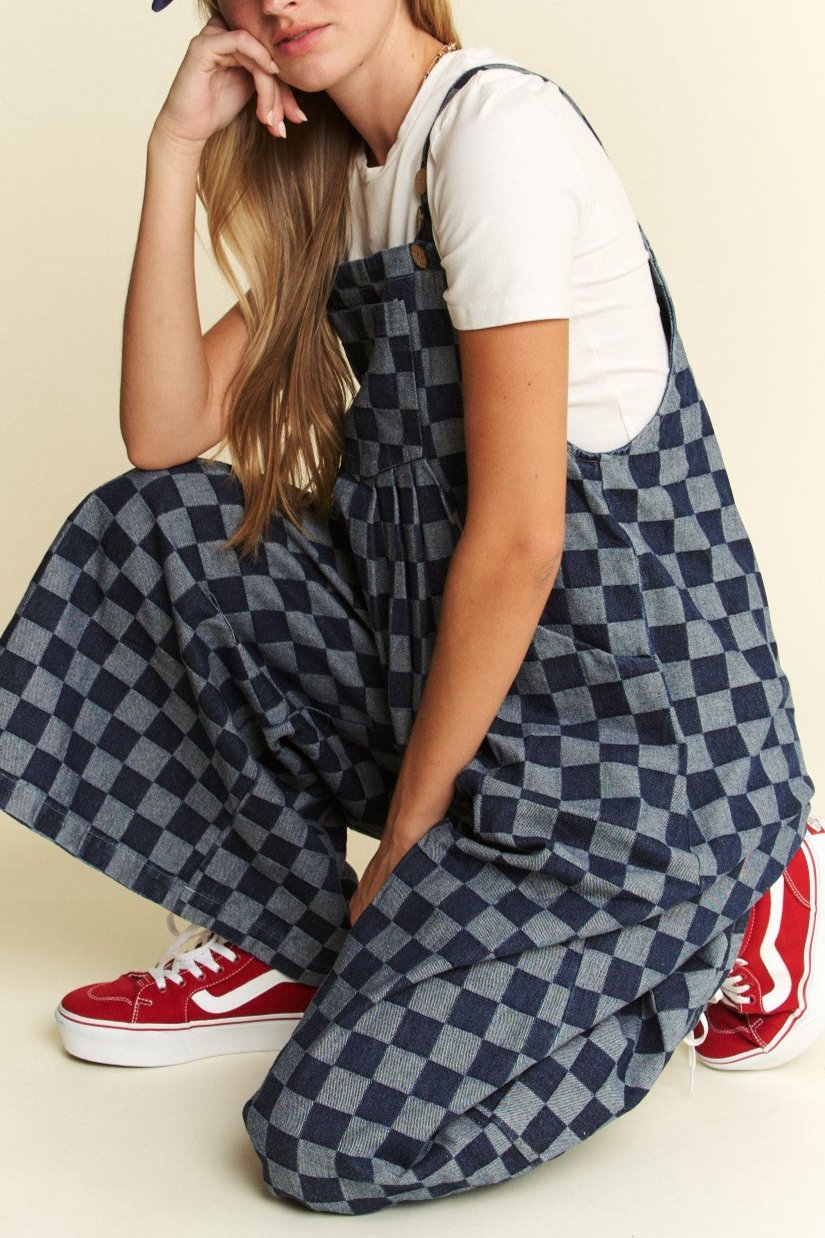 Denim Checkered Overalls