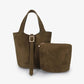 Joya Mini Bucket Bag | Faux Suede Olive