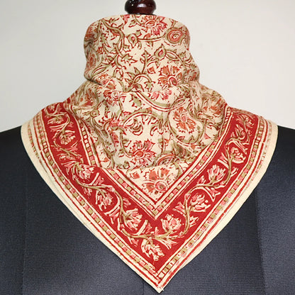 Kalamkari Cotton Bandana | Autumn Rose