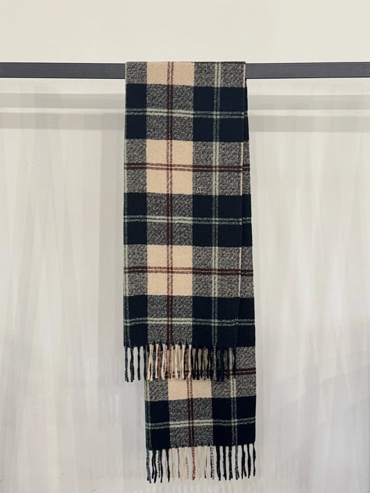 Tartan Fringe Scarf | Black