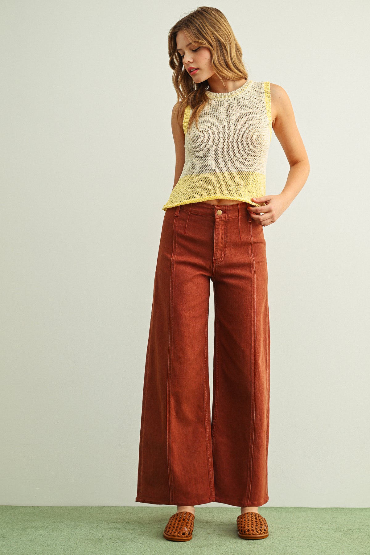 Washed Color Pants | Terracotta