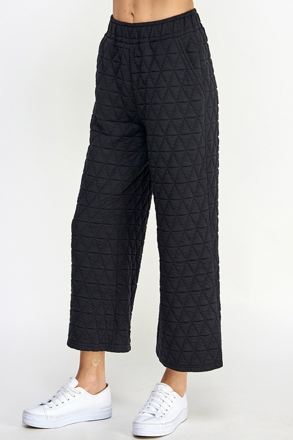 Quilted Cropped Pants | Black