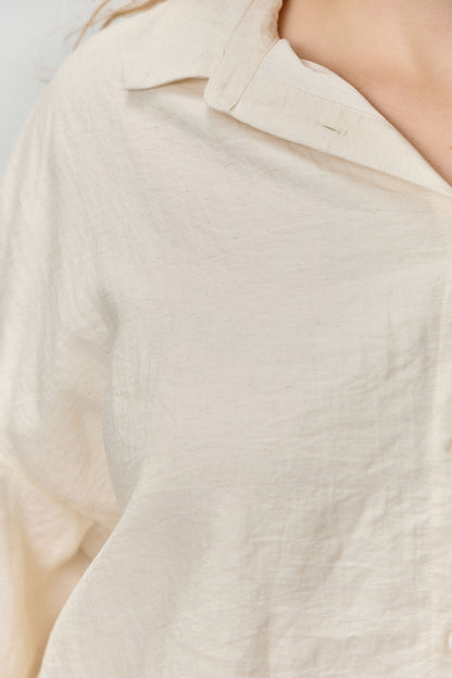 Crinkle Cropped Button Up Shirt | Extended