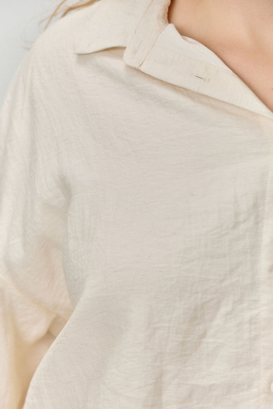 Crinkle Cropped Button Up Shirt | Extended
