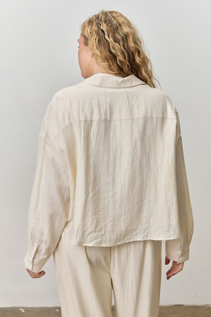 Crinkle Cropped Button Up Shirt | Extended