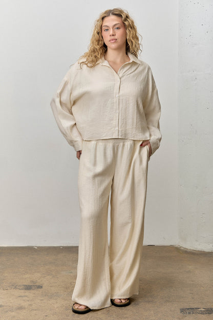 Crinkle Cropped Button Up Shirt | Extended