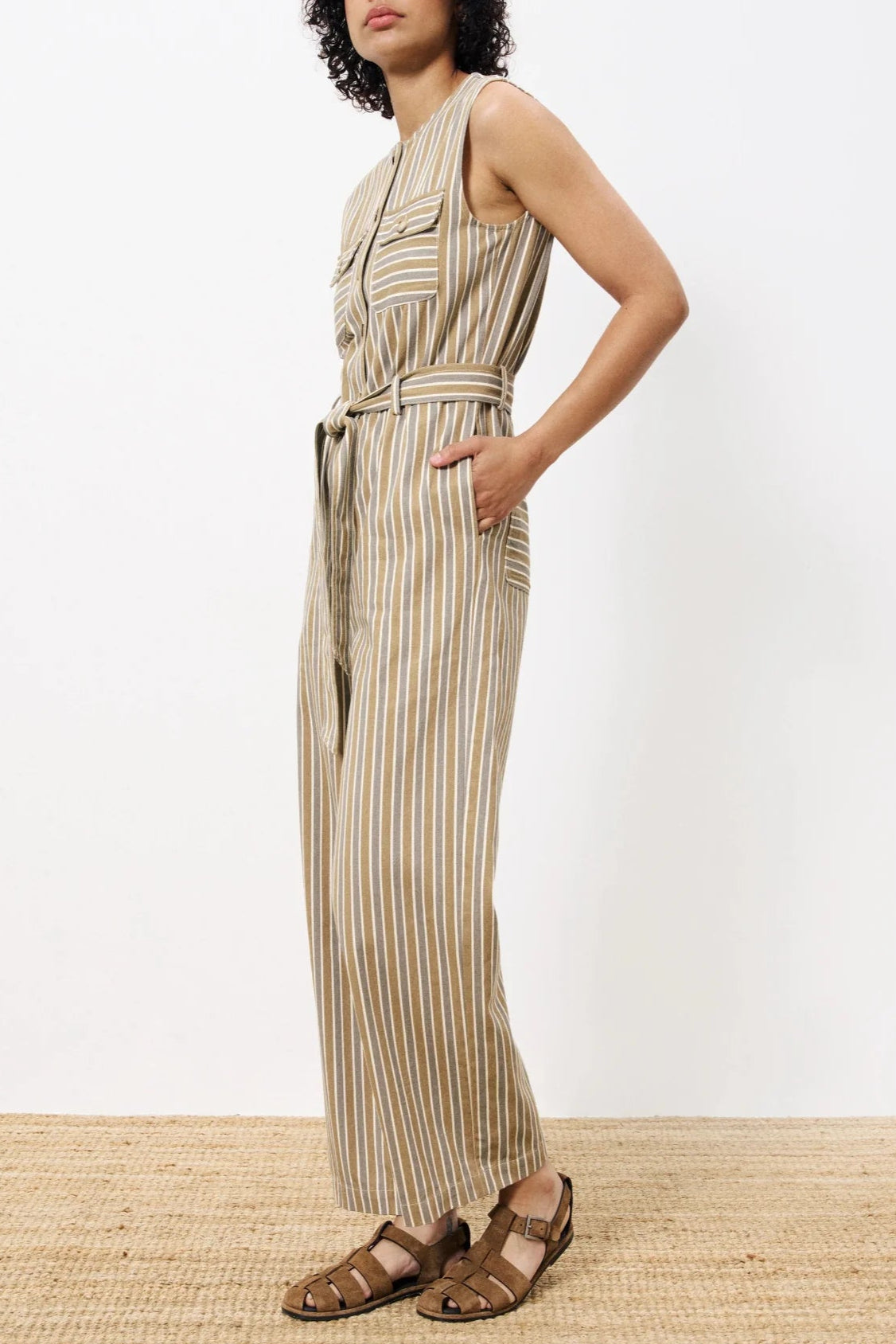 Gris + Olive Stripe Jumpsuit