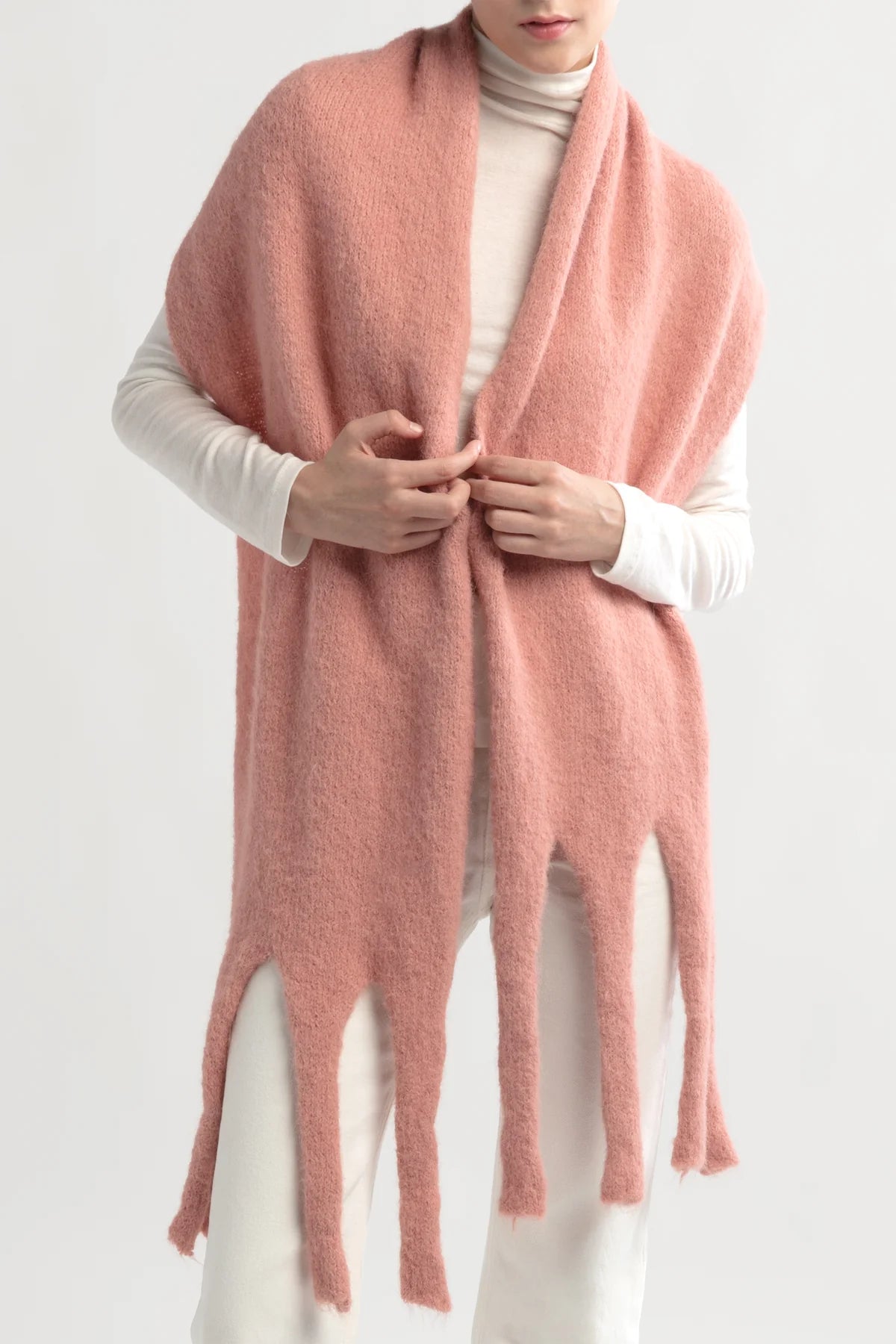 Thick Fringe Scarf | Pink