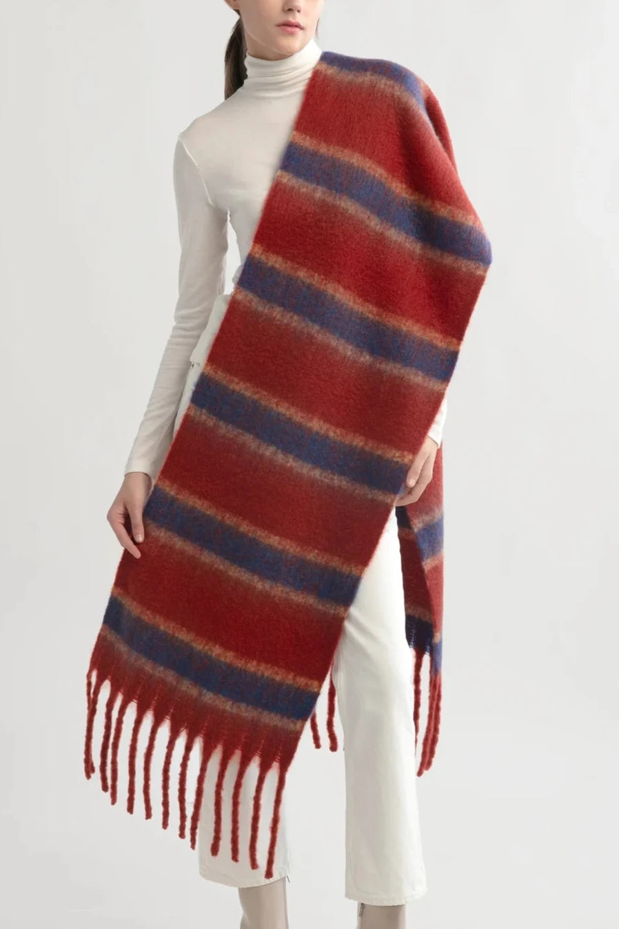 Striped Chunky Scarf | Red