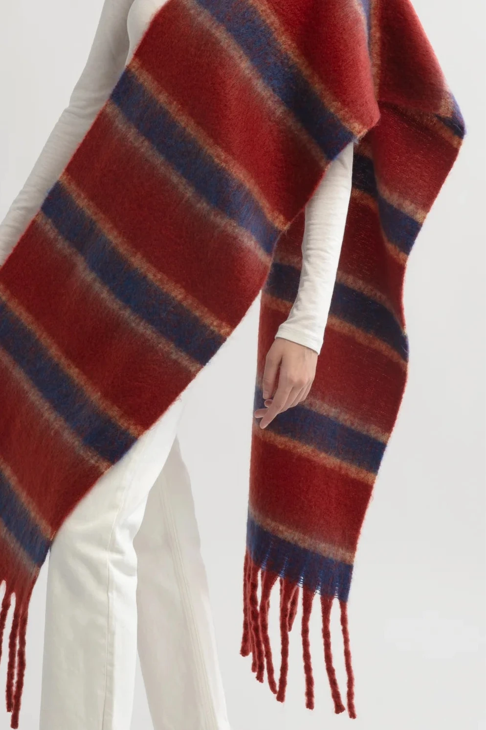 Striped Chunky Scarf | Red