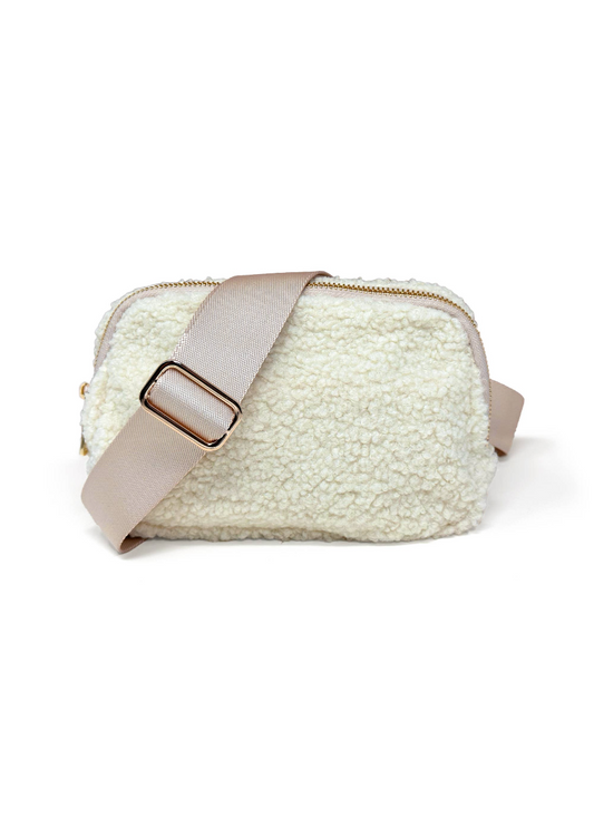 Shearling Crossbody Bag | White
