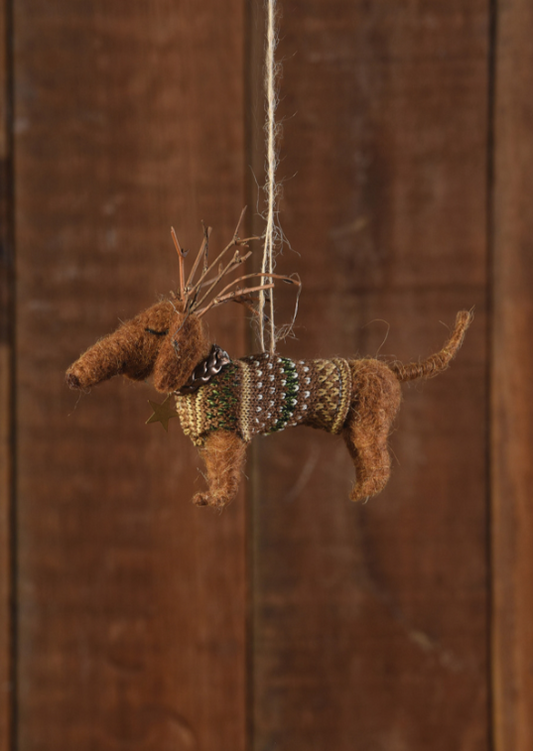 Daschund with Antlers Ornament