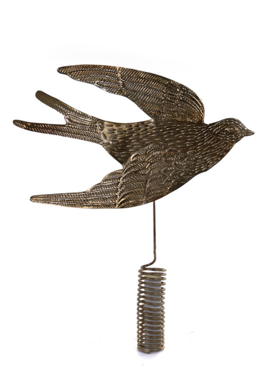 Gilded Swallow Tree Topper | Antique Silver