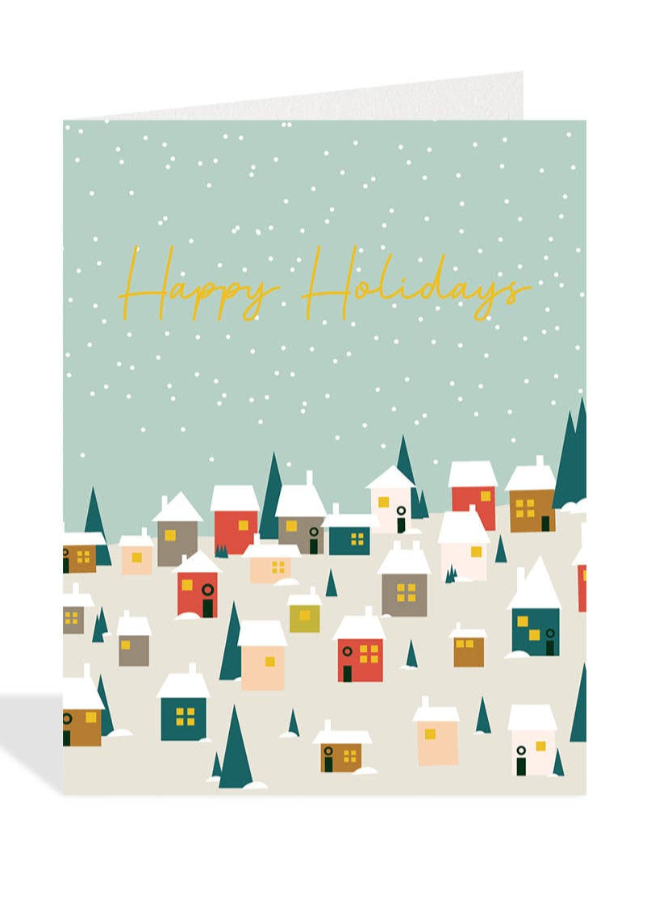 Snowy Holiday Village Card