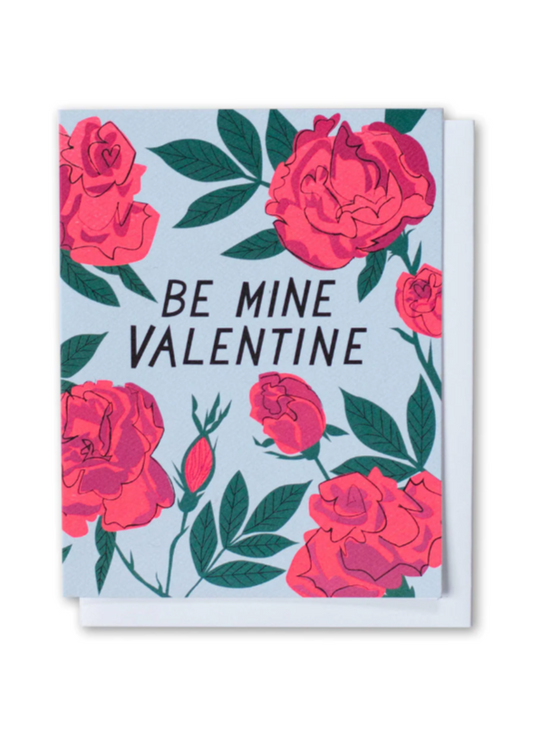 Be Mine Valentine with Neon Roses Card