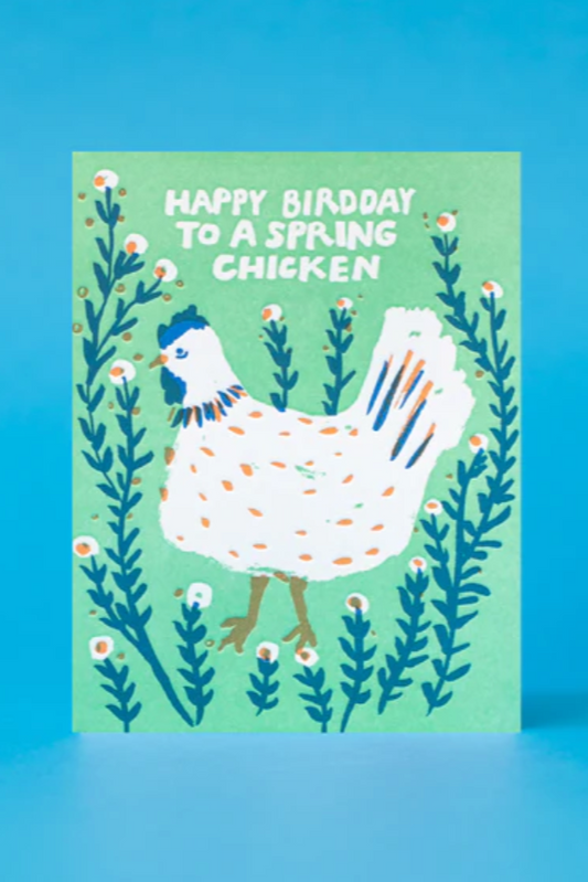 Spring Chicken Birthday Card