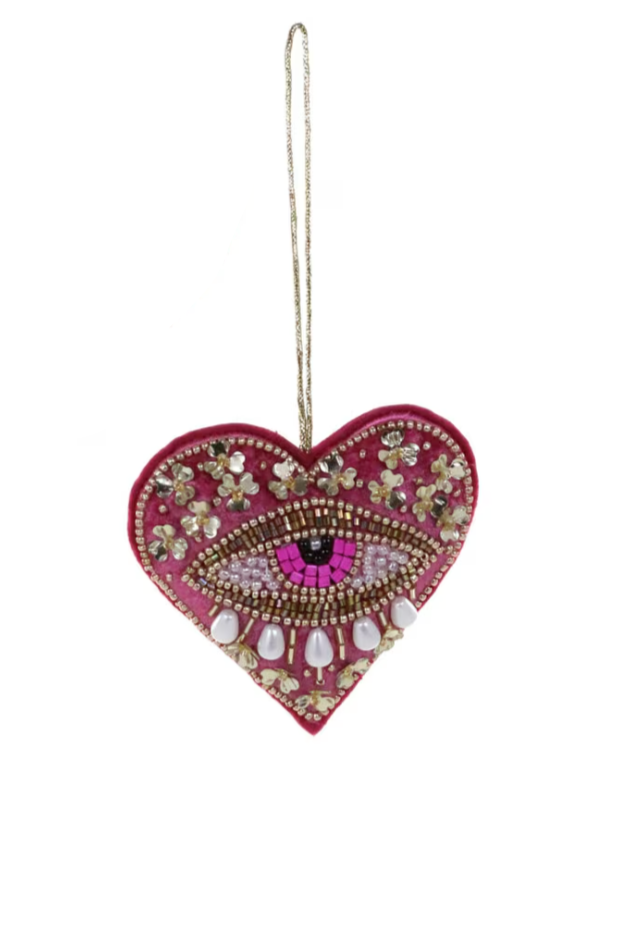 Heart Ojo Ornament | Fuchsia