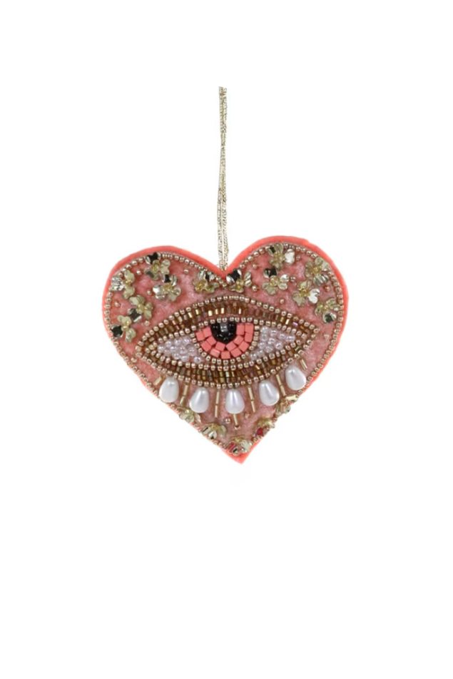 Heart Ojo Ornament | Pink