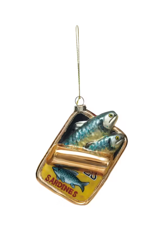 Glass Sardines in Can Ornament