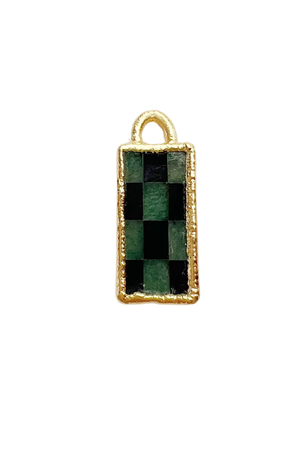 Lazuli Green Aventurine + Onyx Checkerboard Charm