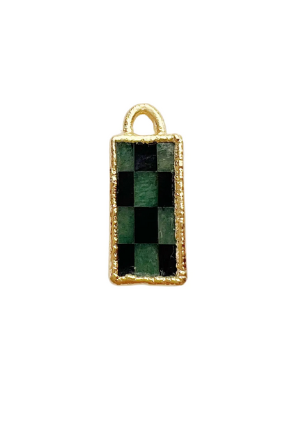 Green Aventurine + Onyx Checkerboard Charm