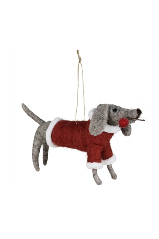 Dog in Santa Coat Ornament