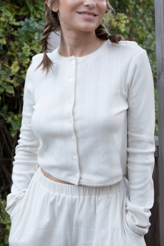 Not So Basic Pointelle Cardigan | Cream