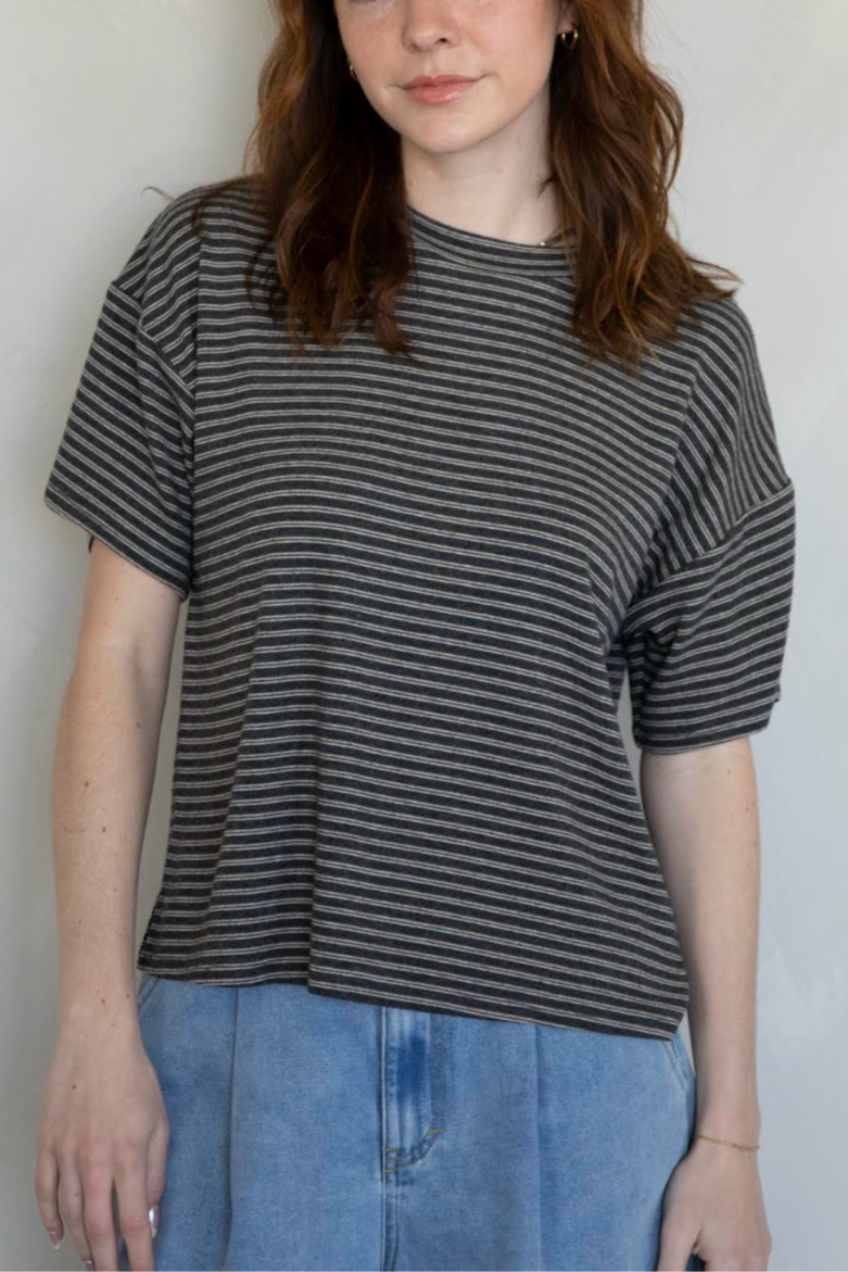 The Perfect Striped Tee | Charcoal