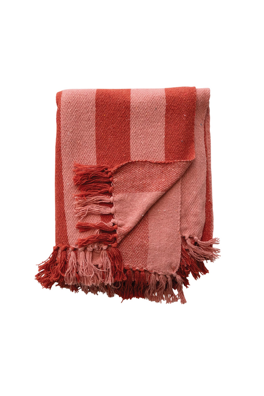 Cotton Blend Throw | Cabana Red