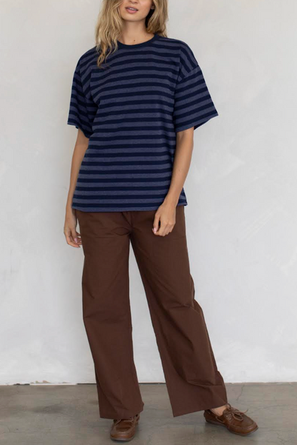 Oversized Stripe Tee | Navy