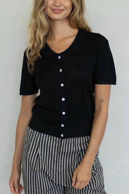 Penny Short Sleeve Cardigan | Black
