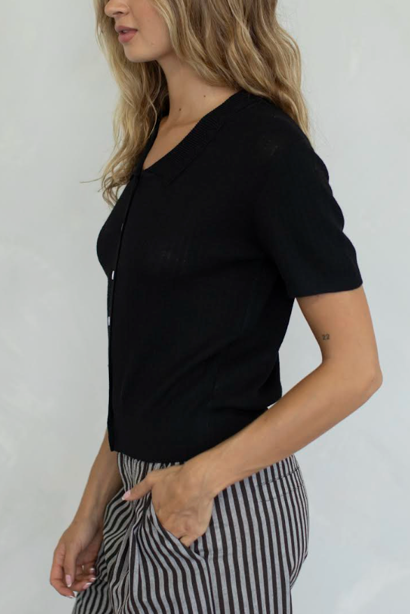 Penny Short Sleeve Cardigan | Black