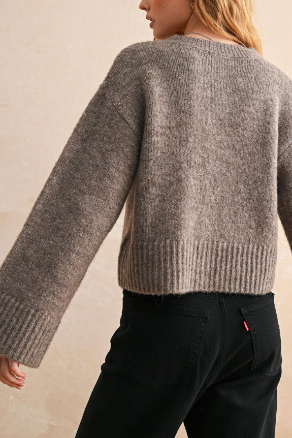 Bell Sleeve Cardigan | Grey-ish